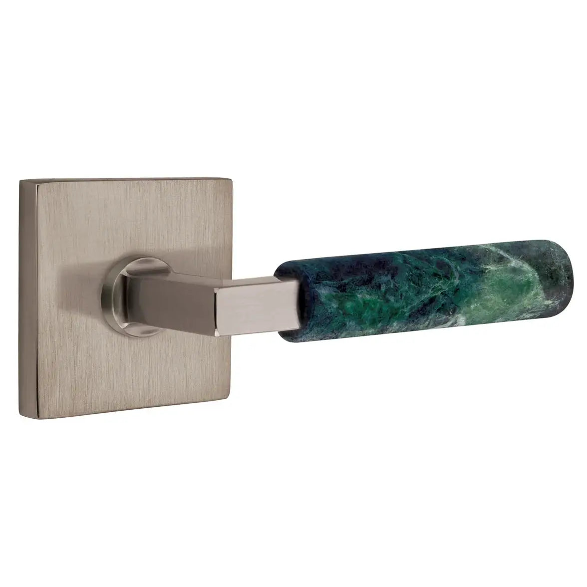 Emtek Green Marble Lever with Square Rosette and L-Square Stem by Emtek