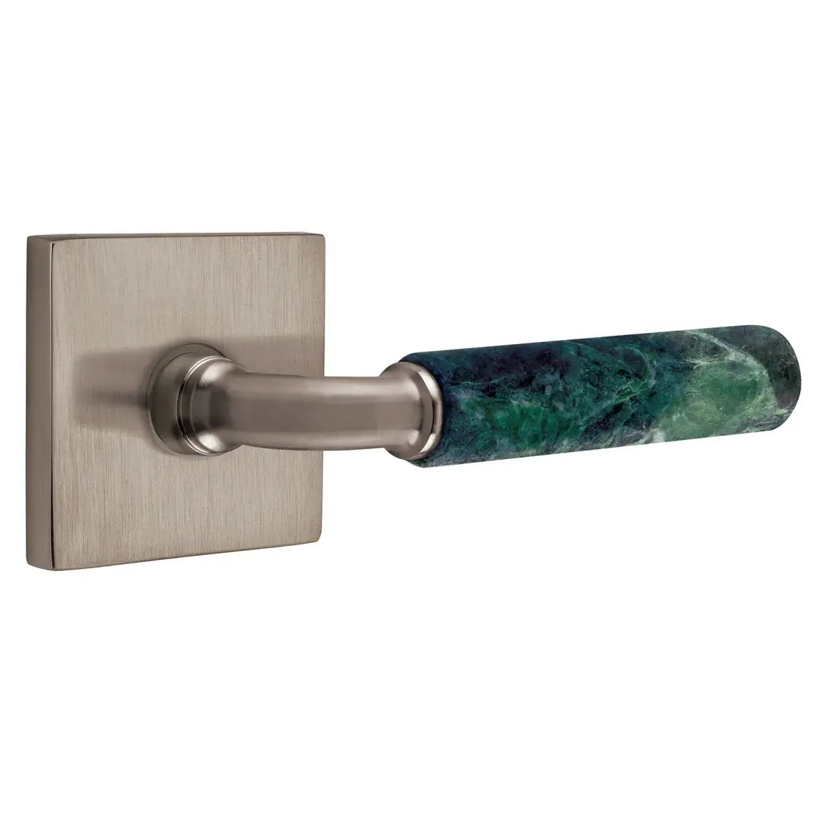 Emtek Green Marble Lever with Square Rosette and R-Bar Stem by Emtek