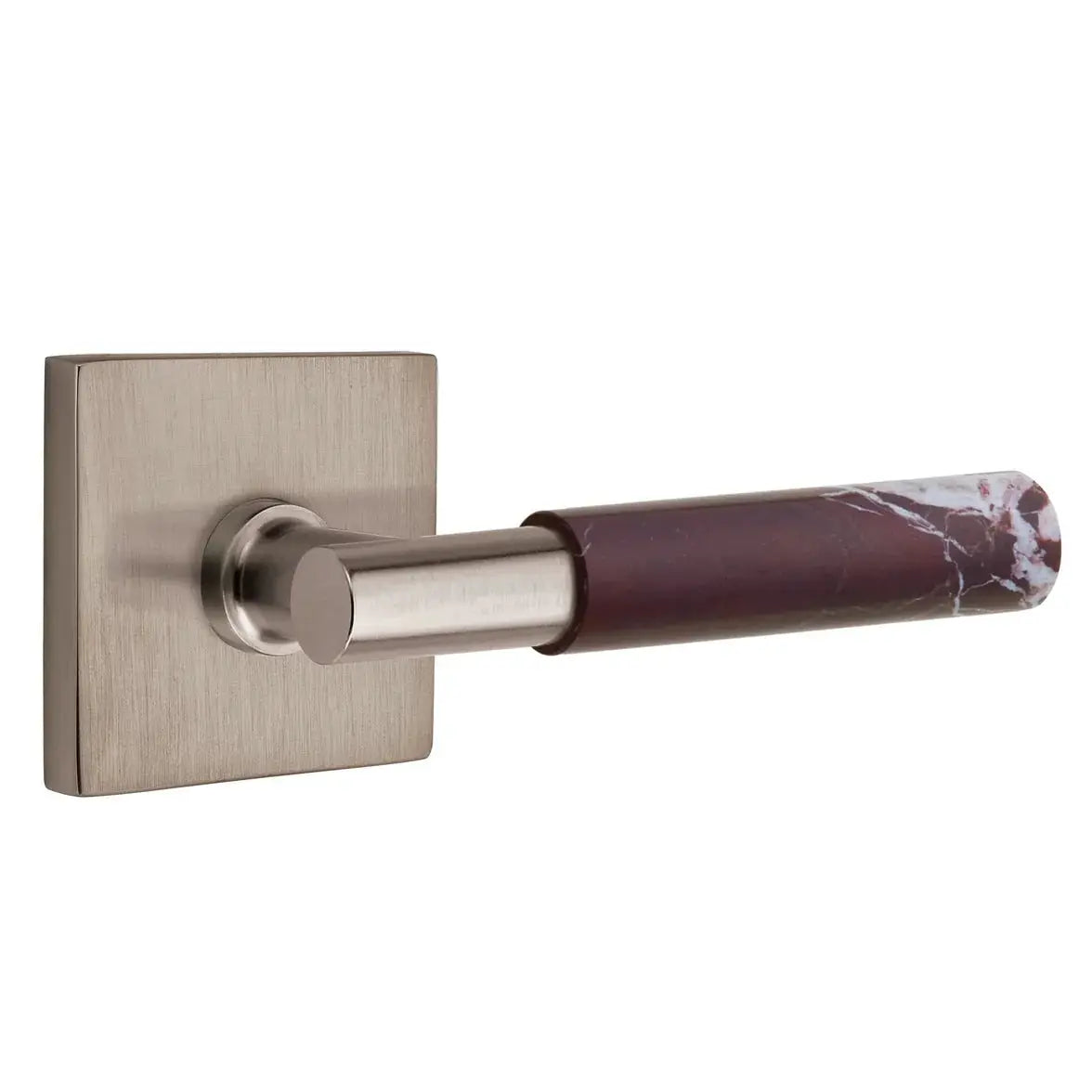 Emtek Rosso Levanto Marble Lever with Square Rosette and T-Bar Stem by Emtek