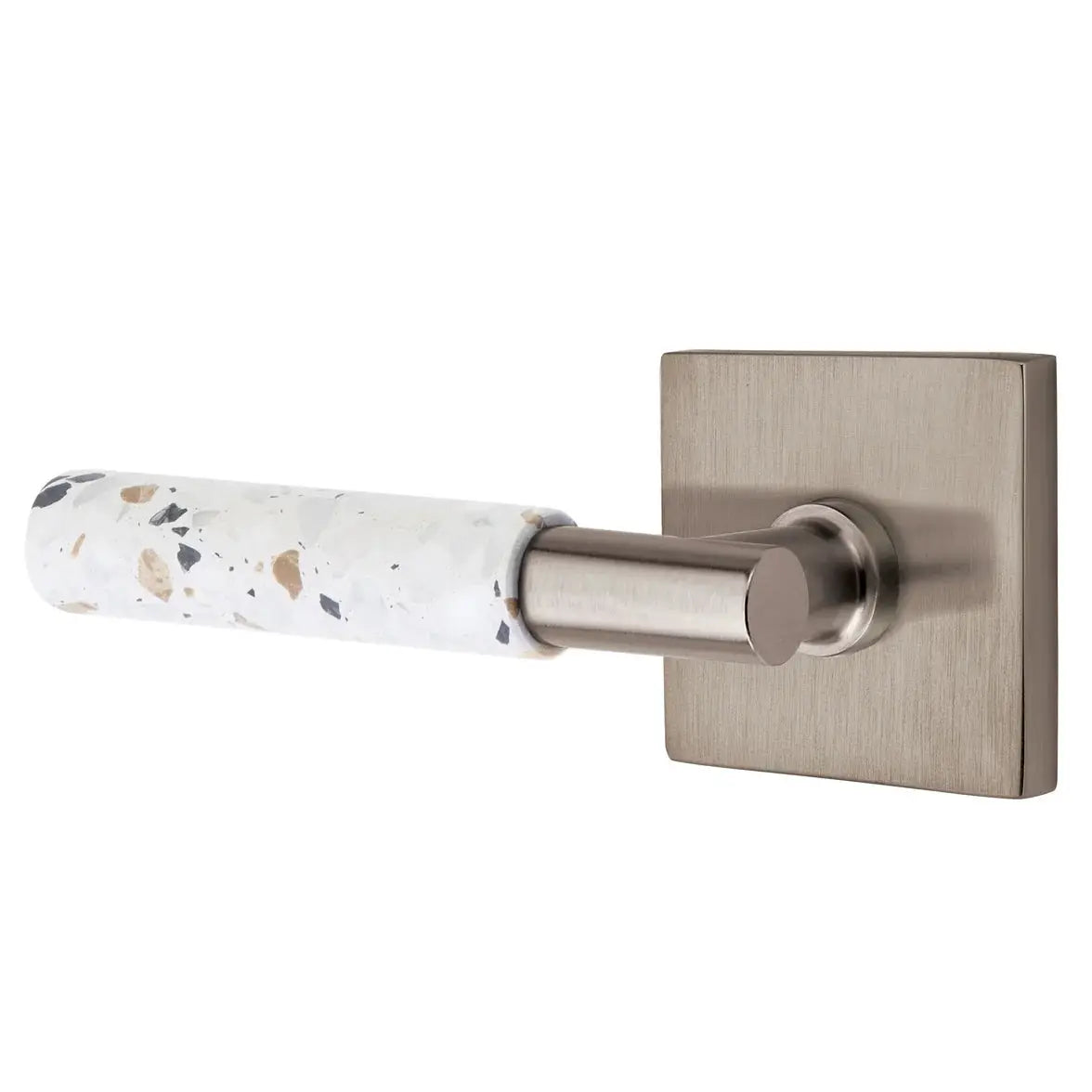 Emtek Light Terrazzo Lever with Square Rosette and T-Bar Stem by Emtek