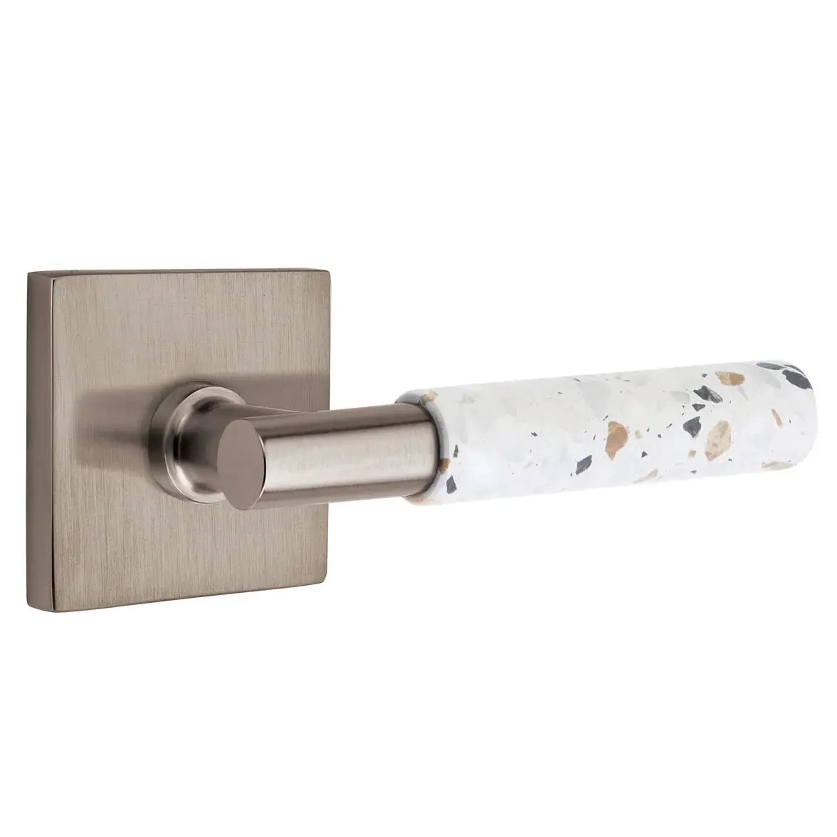 Emtek Light Terrazzo Lever with Square Rosette and T-Bar Stem by Emtek