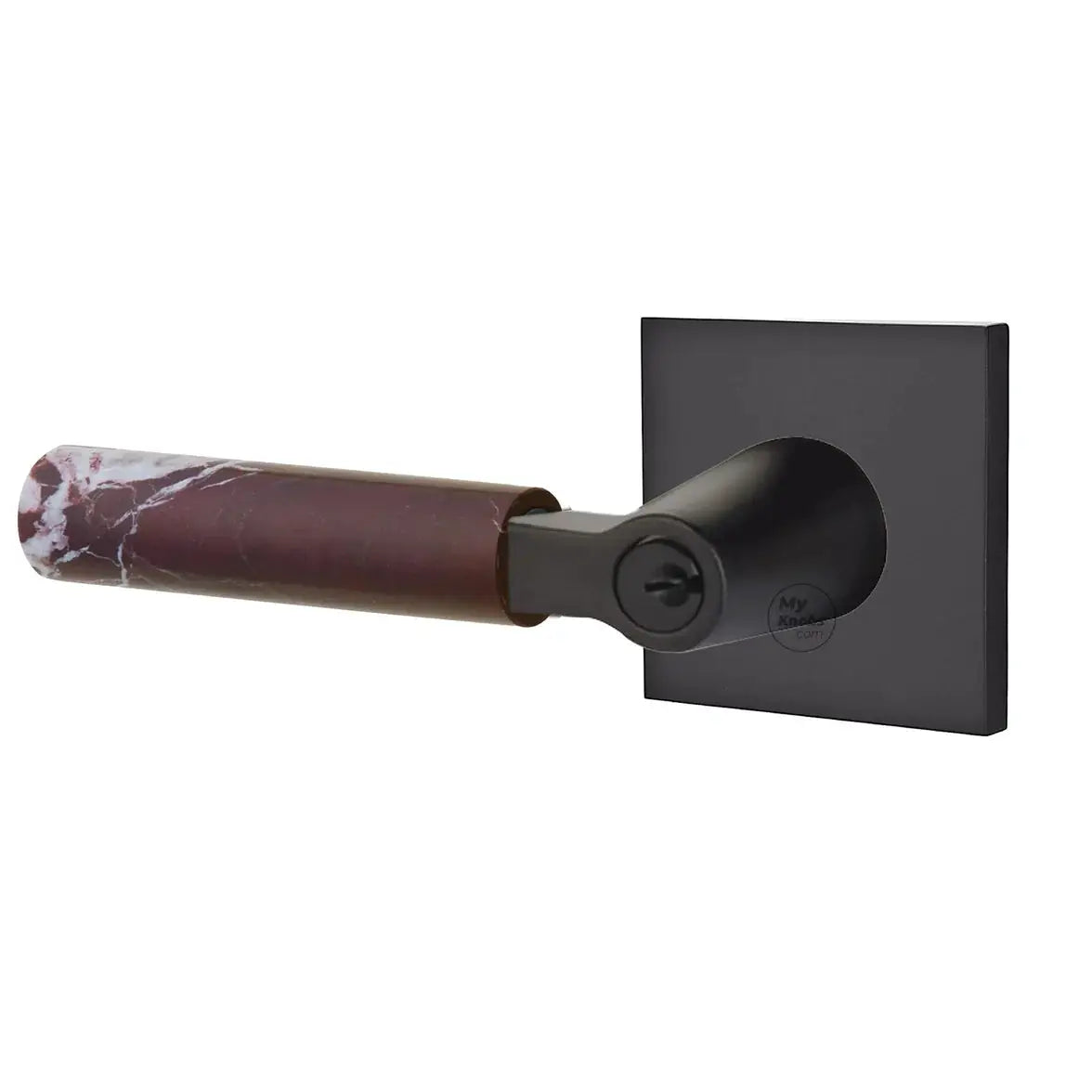 Emtek Rosso Levanto Marble Lever with Square Rosette and L-Square Stem by Emtek