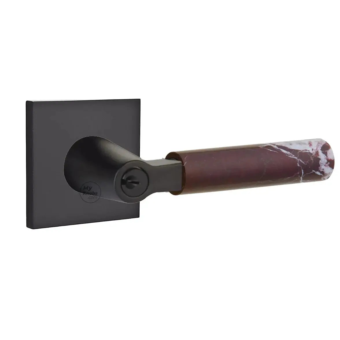 Emtek Rosso Levanto Marble Lever with Square Rosette and L-Square Stem by Emtek