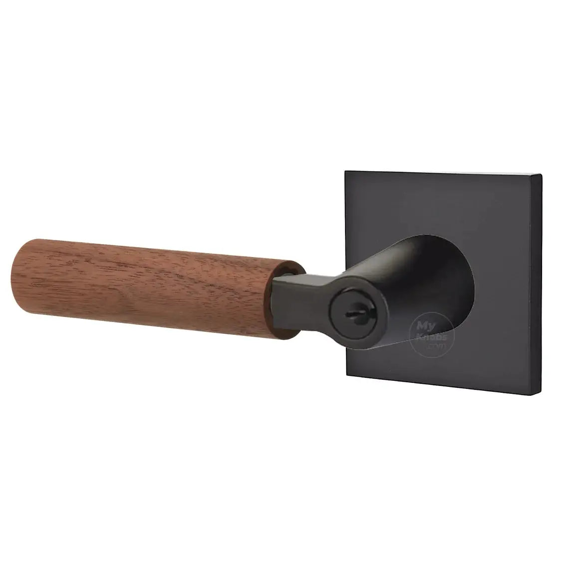 Emtek Walnut Lever with Square Rosette and L-Square Stem by Emtek