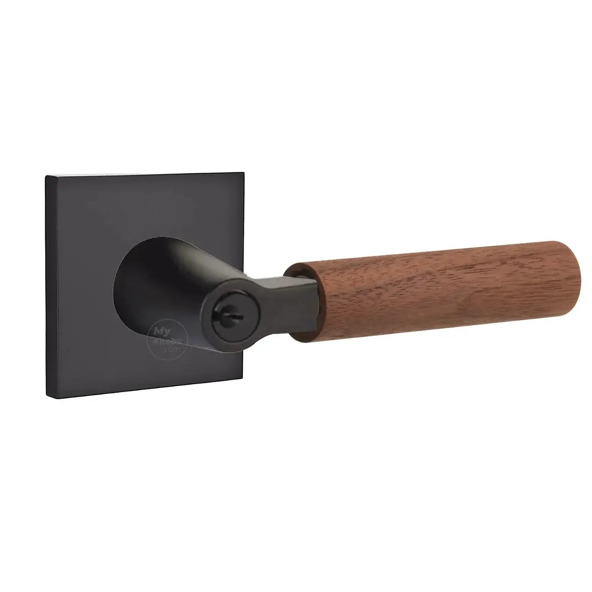 Emtek Walnut Lever with Square Rosette and L-Square Stem by Emtek