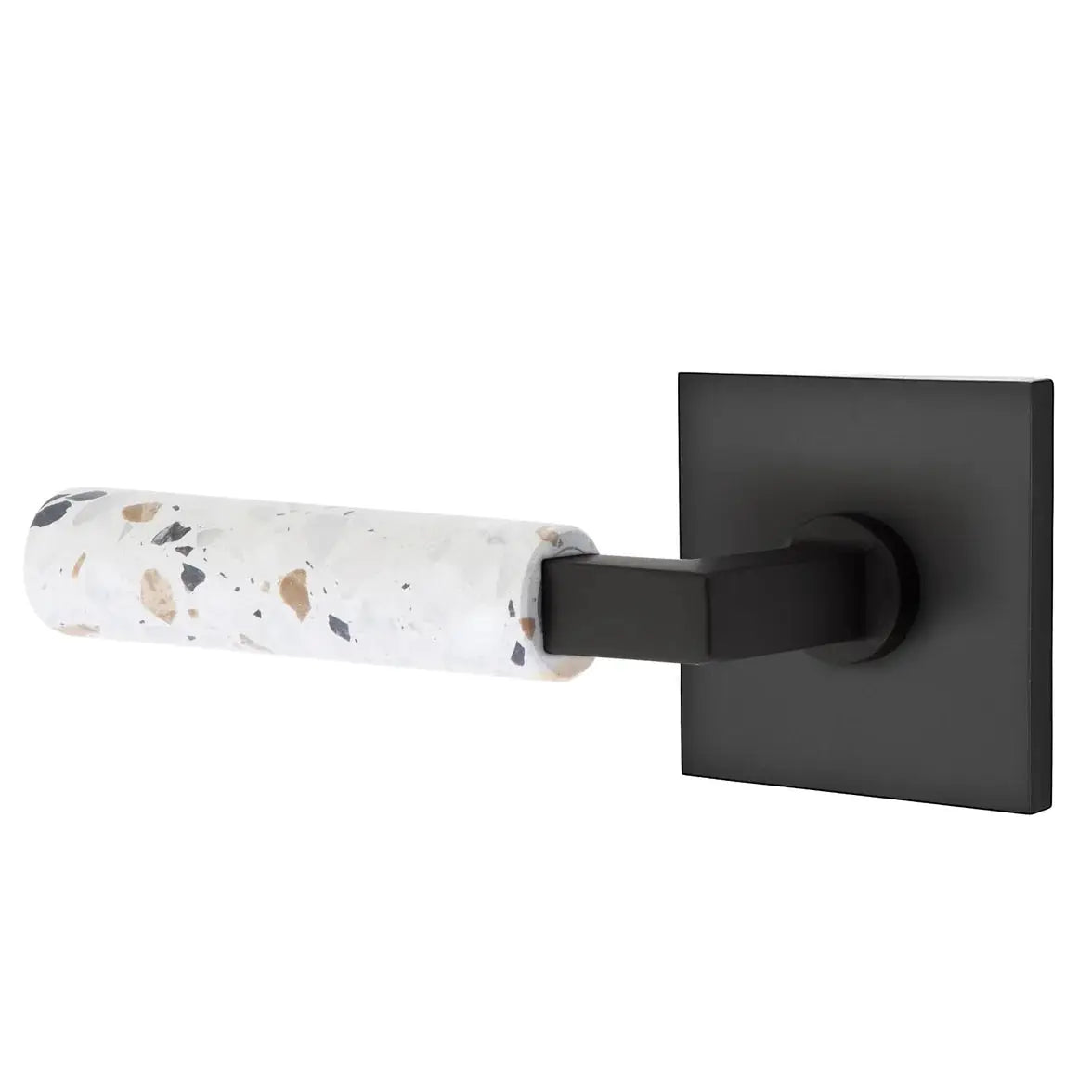 Emtek Light Terrazzo Lever with Square Rosette and L-Square Stem by Emtek