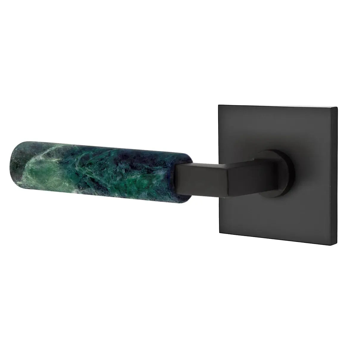 Emtek Green Marble Lever with Square Rosette and L-Square Stem by Emtek