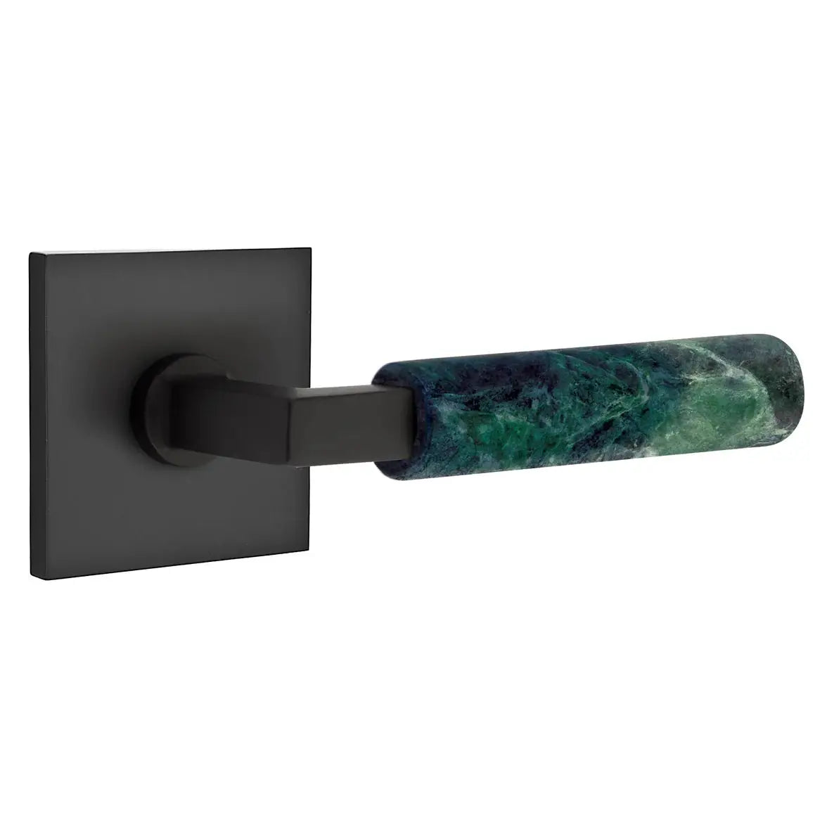 Emtek Green Marble Lever with Square Rosette and L-Square Stem by Emtek