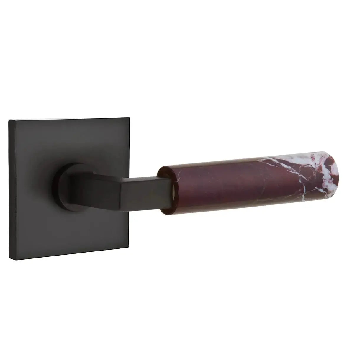 Emtek Rosso Levanto Marble Lever with Square Rosette and L-Square Stem by Emtek