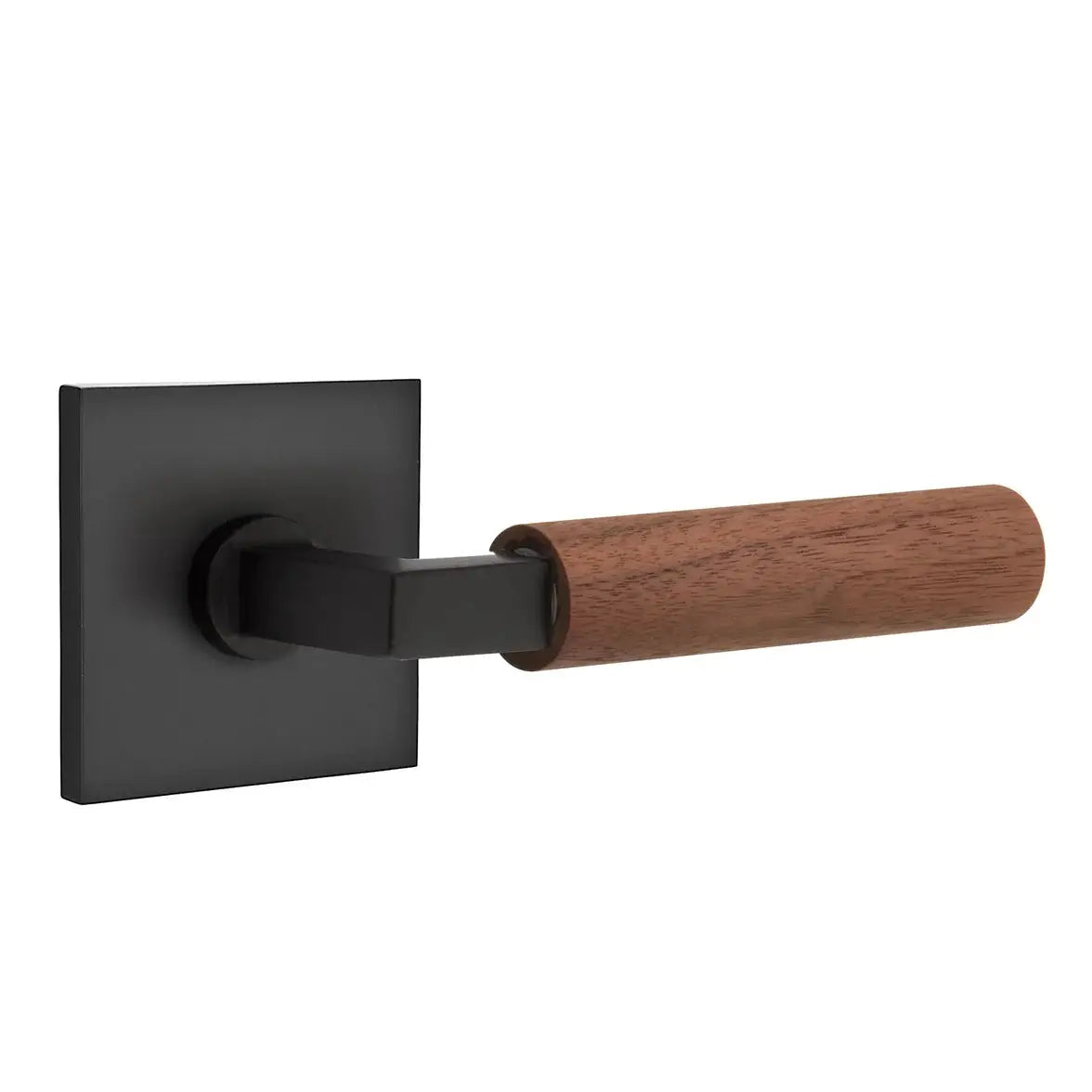 Emtek Walnut Lever with Square Rosette and L-Square Stem by Emtek