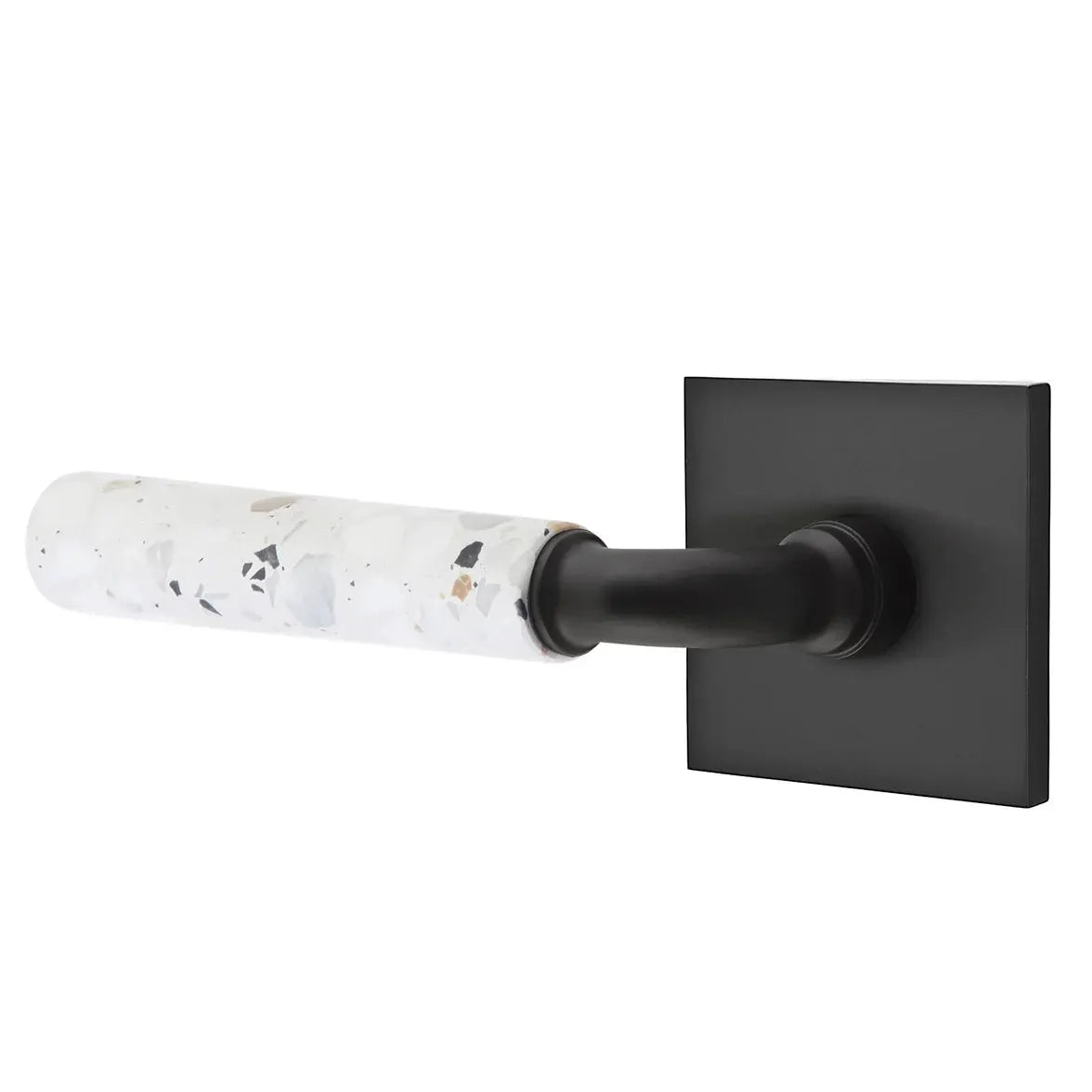 Emtek Light Terrazzo Lever with Square Rosette and R-Bar Stem by Emtek