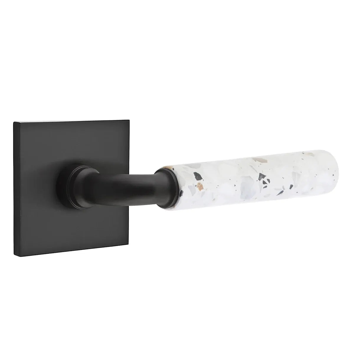 Emtek Light Terrazzo Lever with Square Rosette and R-Bar Stem by Emtek