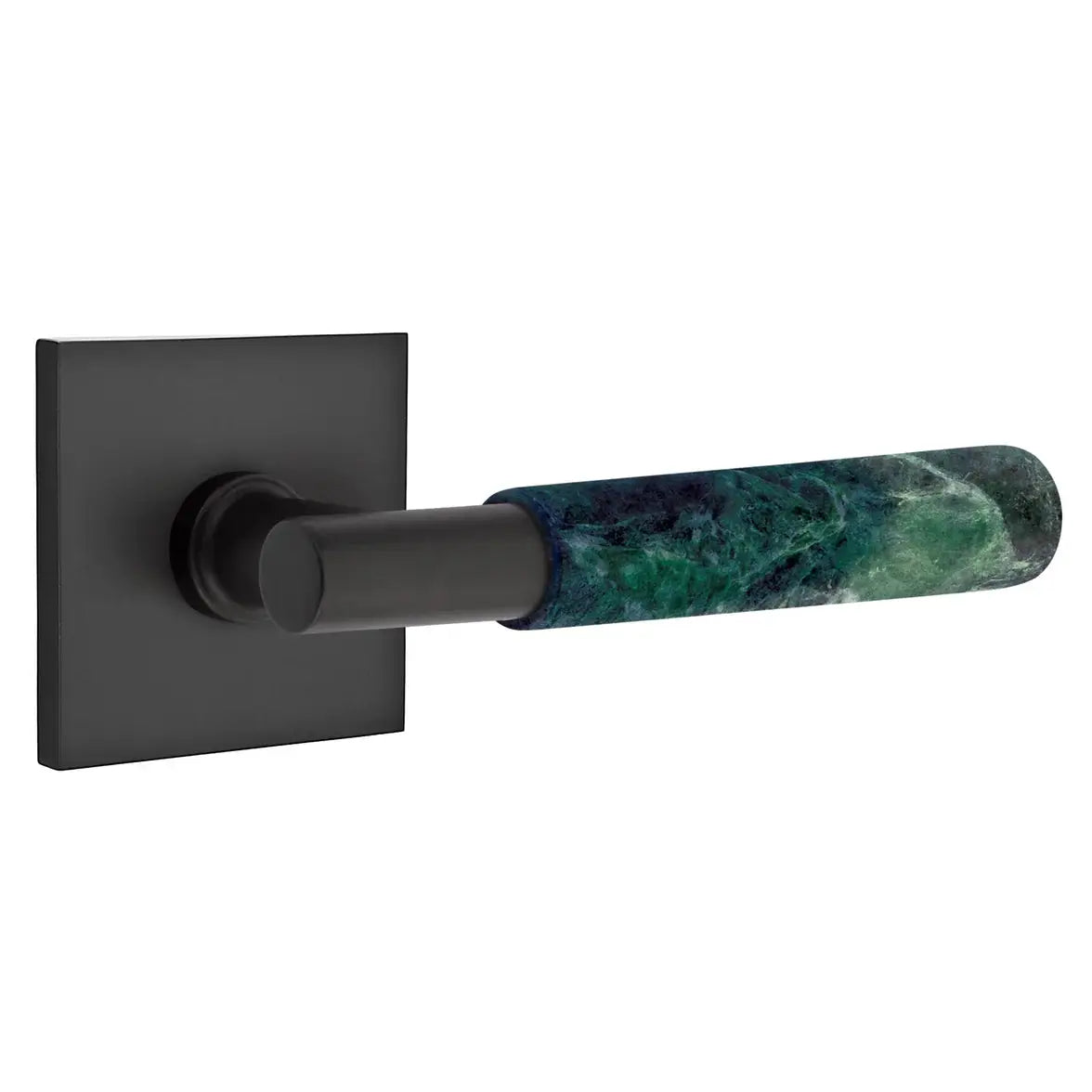 Emtek Green Marble Lever with Square Rosette and T-Bar Stem by Emtek