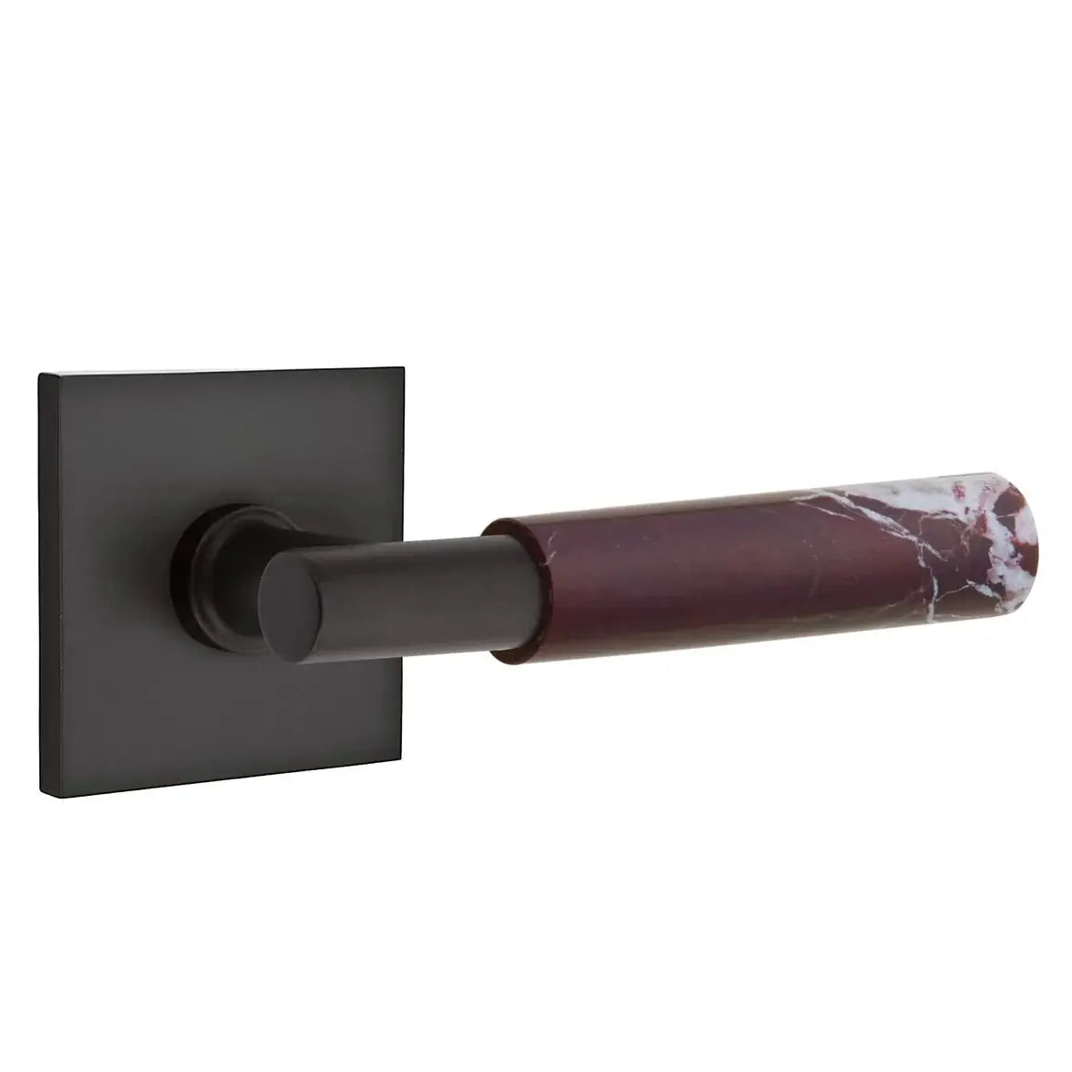 Emtek Rosso Levanto Marble Lever with Square Rosette and T-Bar Stem by Emtek