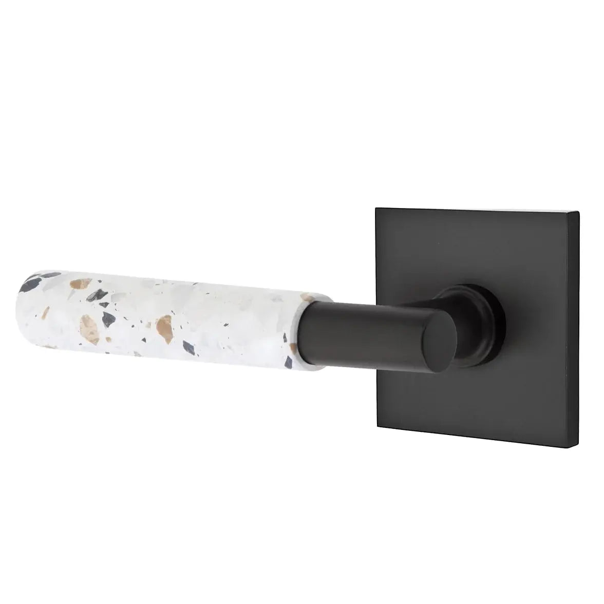 Emtek Light Terrazzo Lever with Square Rosette and T-Bar Stem by Emtek
