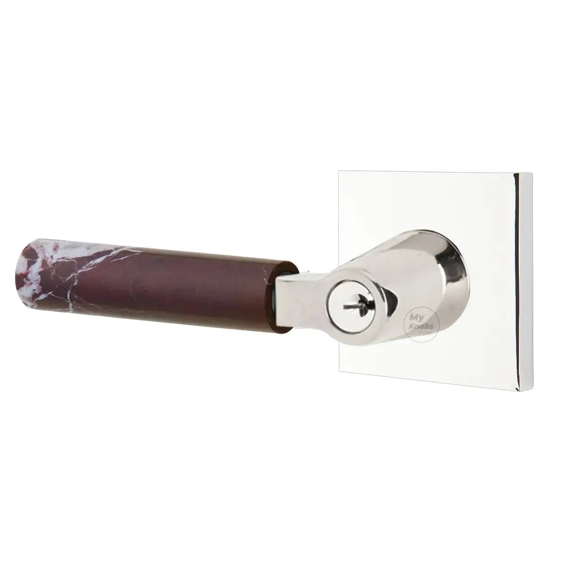Emtek Rosso Levanto Marble Lever with Square Rosette and L-Square Stem by Emtek