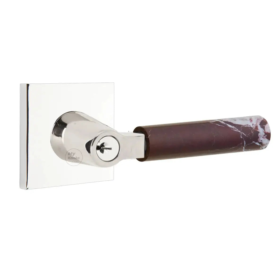 Emtek Rosso Levanto Marble Lever with Square Rosette and L-Square Stem by Emtek