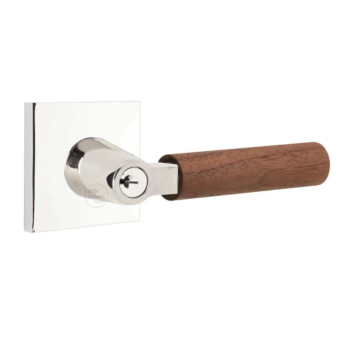 Emtek Walnut Lever with Square Rosette and L-Square Stem by Emtek