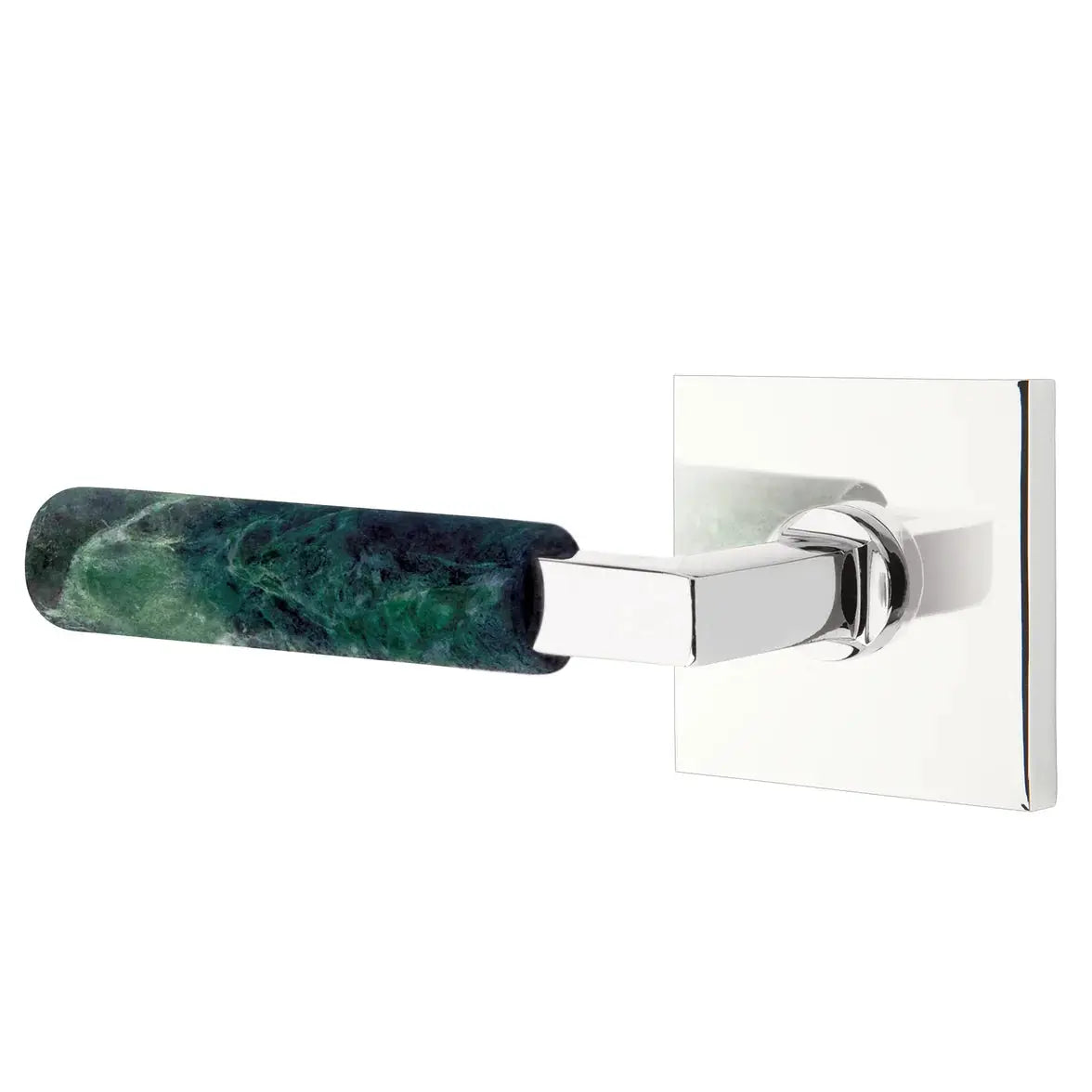 Emtek Green Marble Lever with Square Rosette and L-Square Stem by Emtek