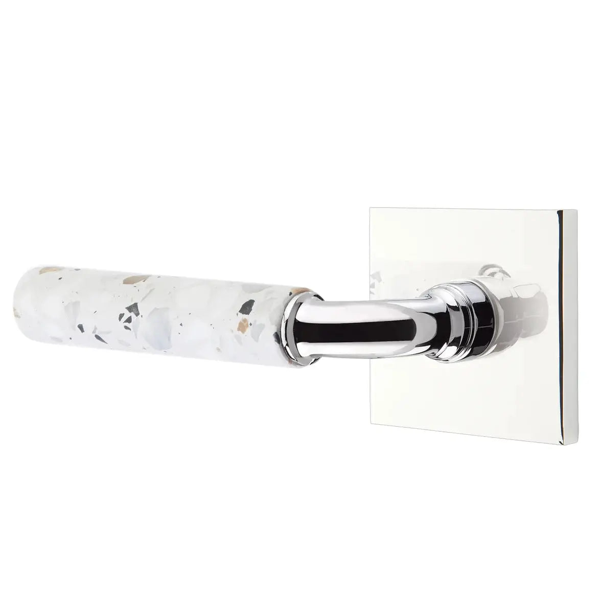 Emtek Light Terrazzo Lever with Square Rosette and R-Bar Stem by Emtek