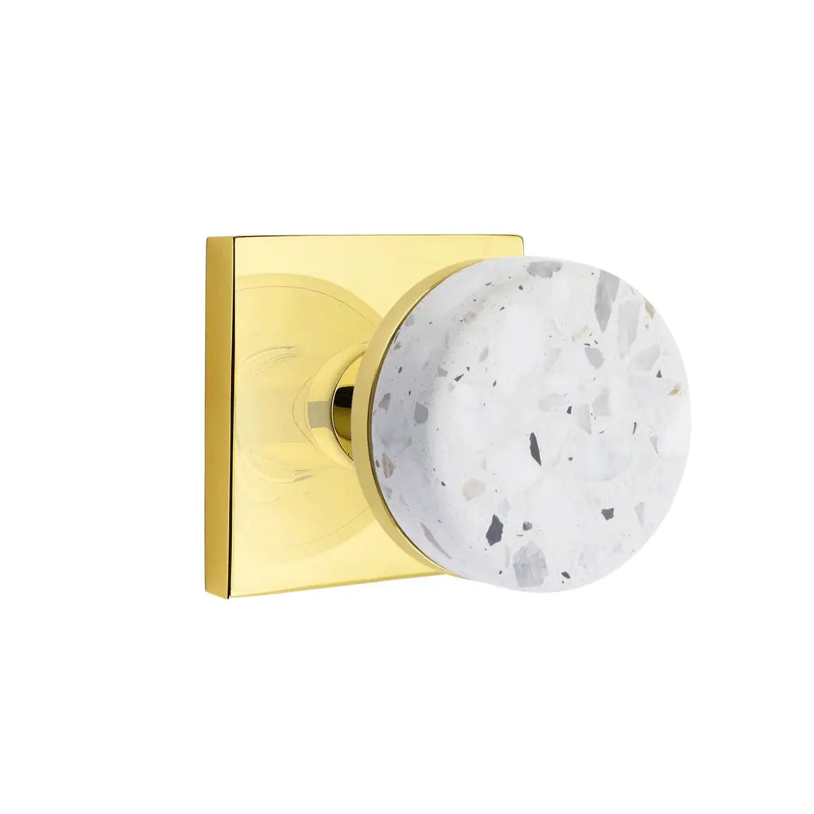 Emtek Light Terrazzo Knob with Square Rosette and Conical Stem by Emtek