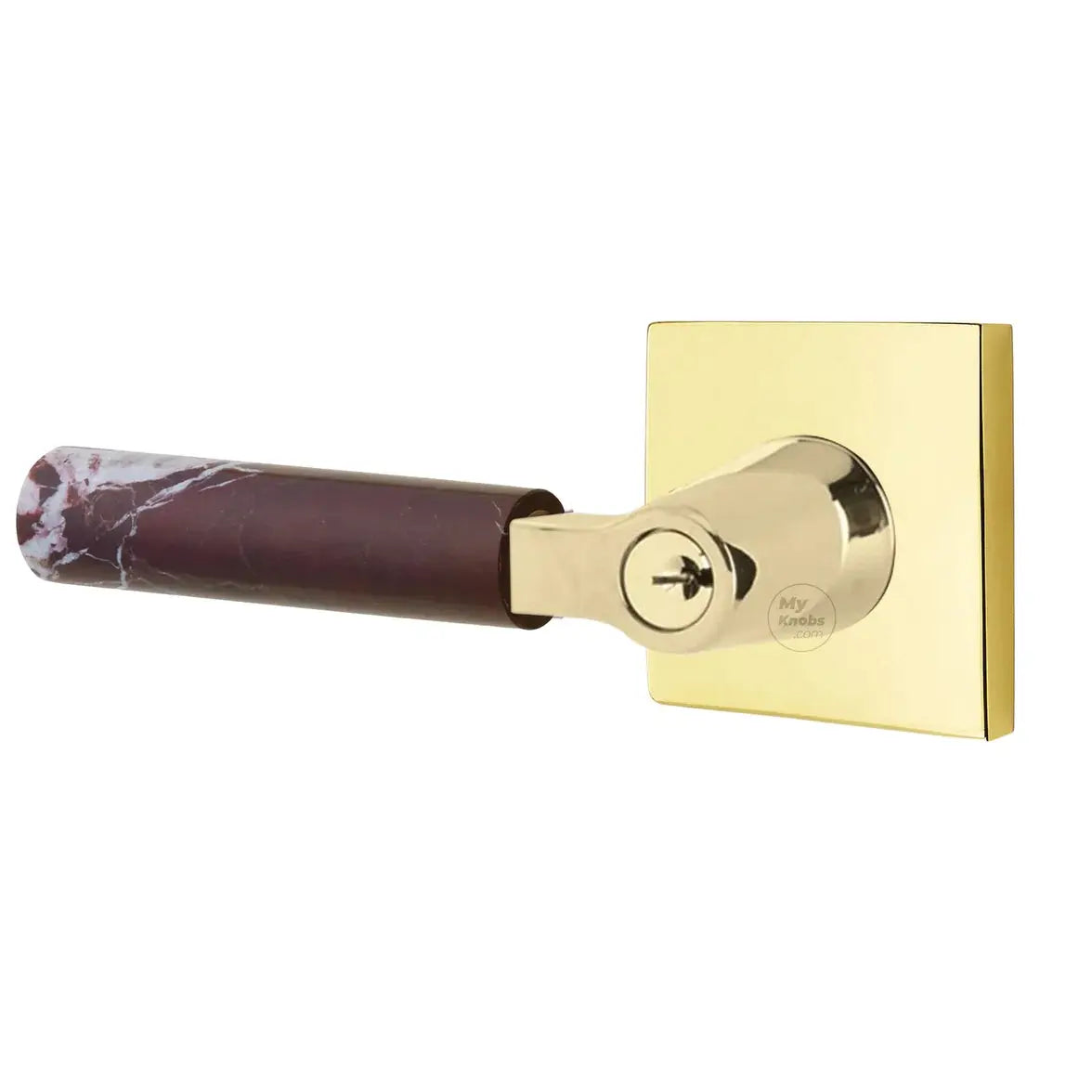 Emtek Rosso Levanto Marble Lever with Square Rosette and L-Square Stem by Emtek