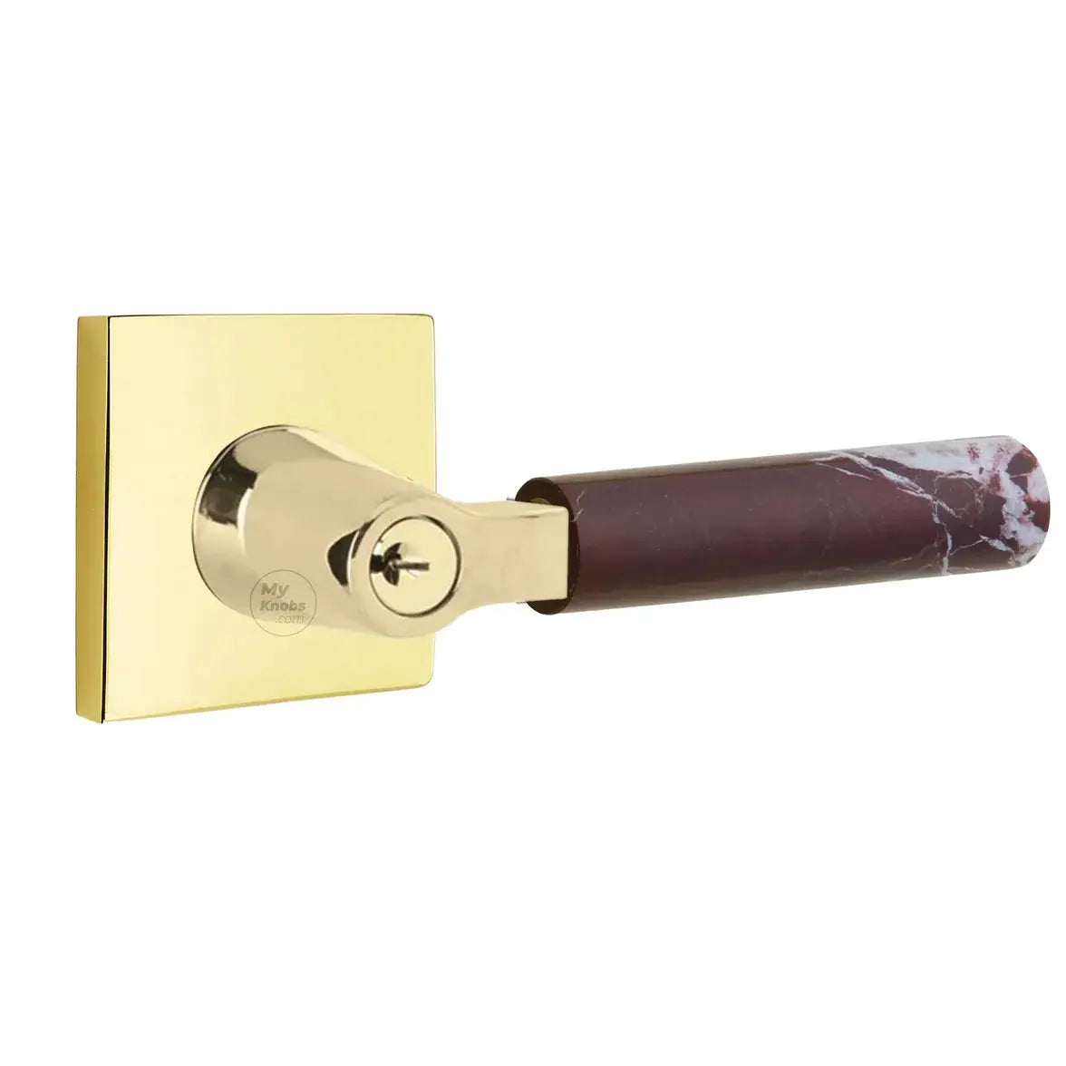 Emtek Rosso Levanto Marble Lever with Square Rosette and L-Square Stem by Emtek