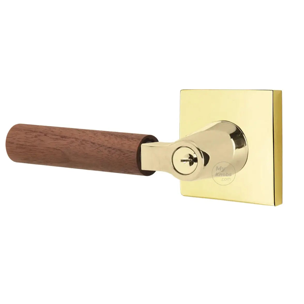 Emtek Walnut Lever with Square Rosette and L-Square Stem by Emtek
