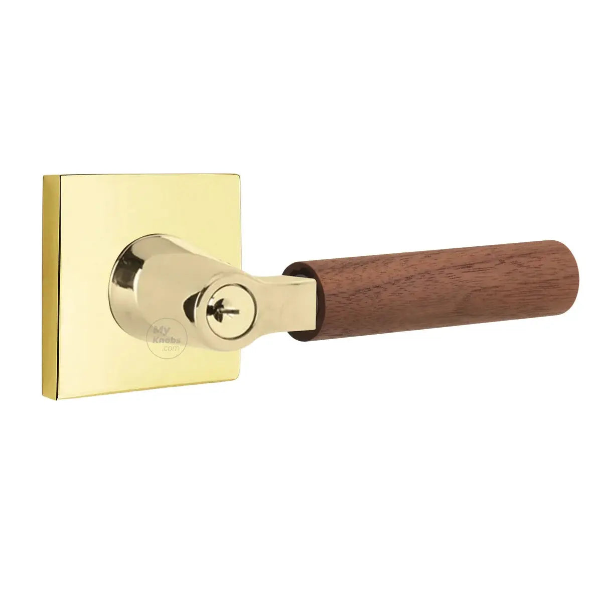 Emtek Walnut Lever with Square Rosette and L-Square Stem by Emtek