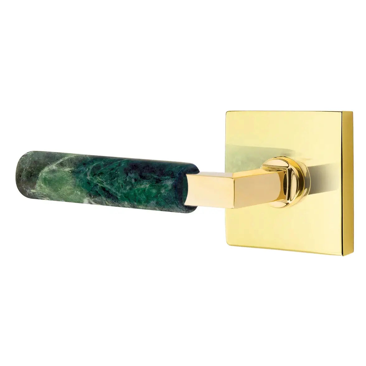 Emtek Green Marble Lever with Square Rosette and L-Square Stem by Emtek