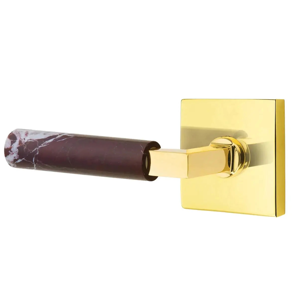 Emtek Rosso Levanto Marble Lever with Square Rosette and L-Square Stem by Emtek