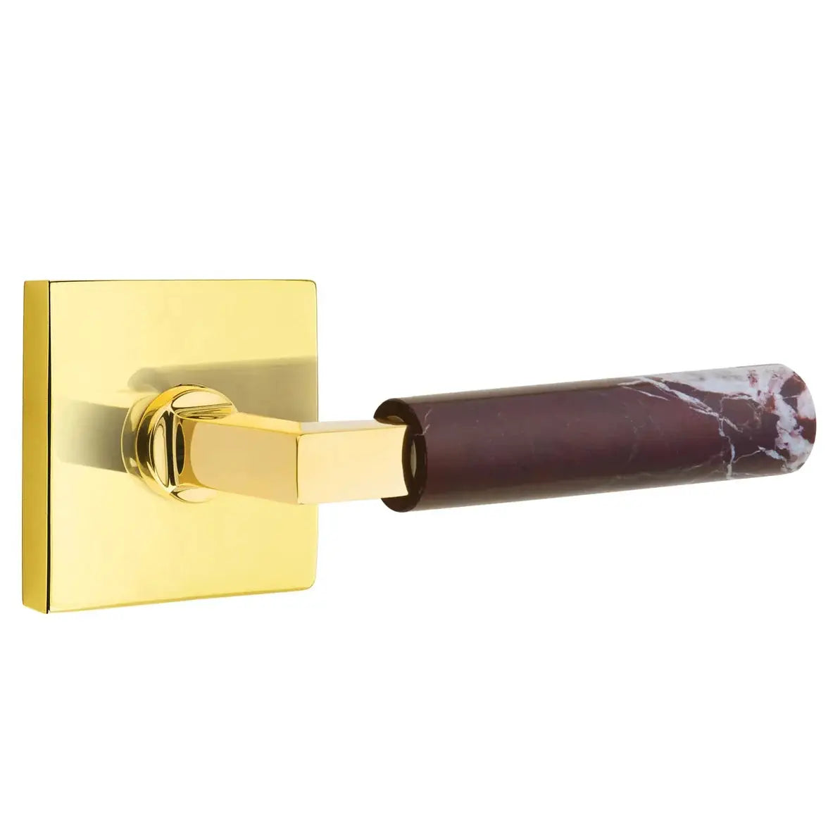 Emtek Rosso Levanto Marble Lever with Square Rosette and L-Square Stem by Emtek