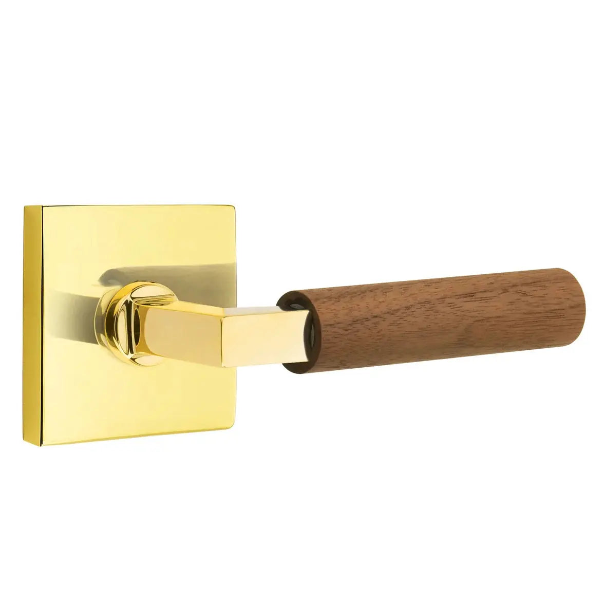 Emtek Walnut Lever with Square Rosette and L-Square Stem by Emtek