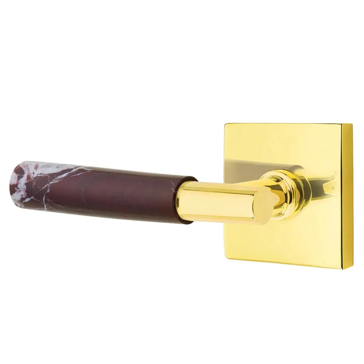 Emtek Rosso Levanto Marble Lever with Square Rosette and T-Bar Stem by Emtek