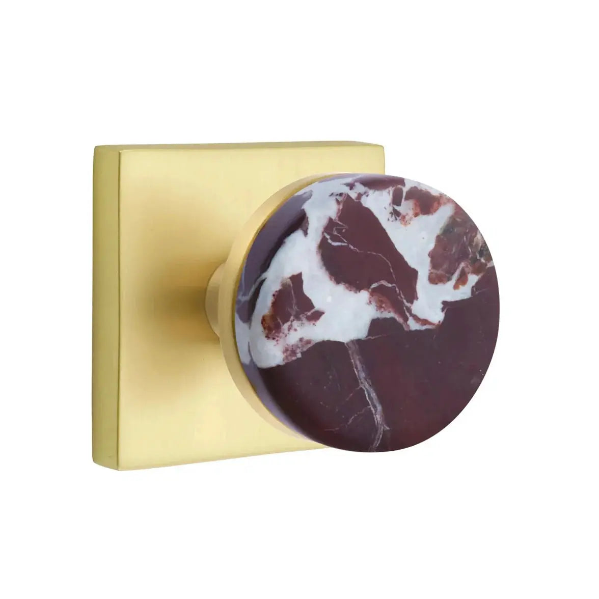 Emtek Rosso Levanto Marble Knob with Square Rosette and Conical Stem by Emtek