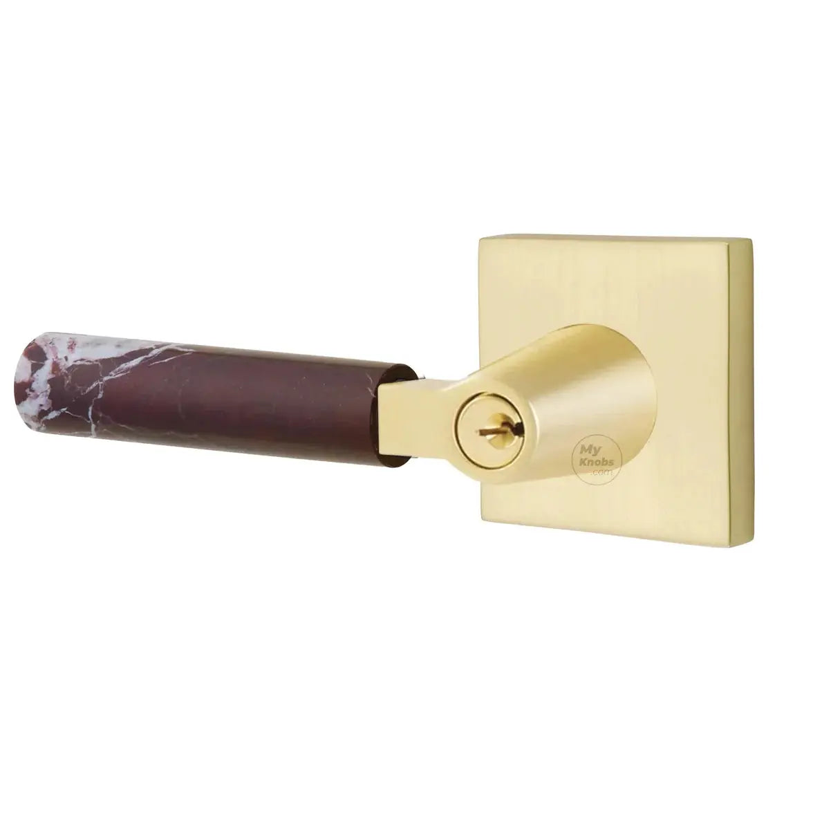 Emtek Rosso Levanto Marble Lever with Square Rosette and L-Square Stem by Emtek