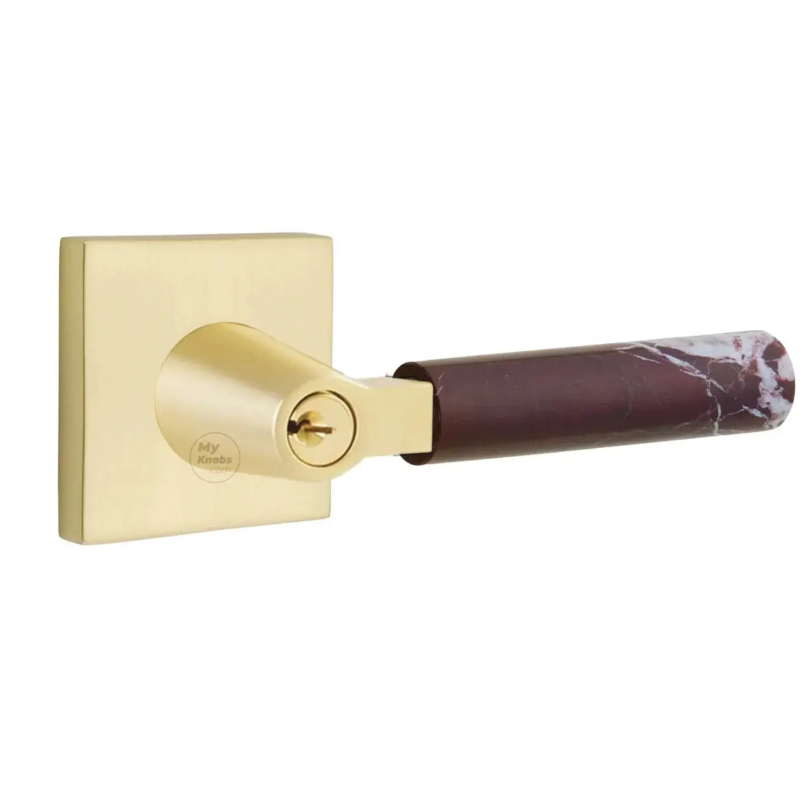 Emtek Rosso Levanto Marble Lever with Square Rosette and L-Square Stem by Emtek