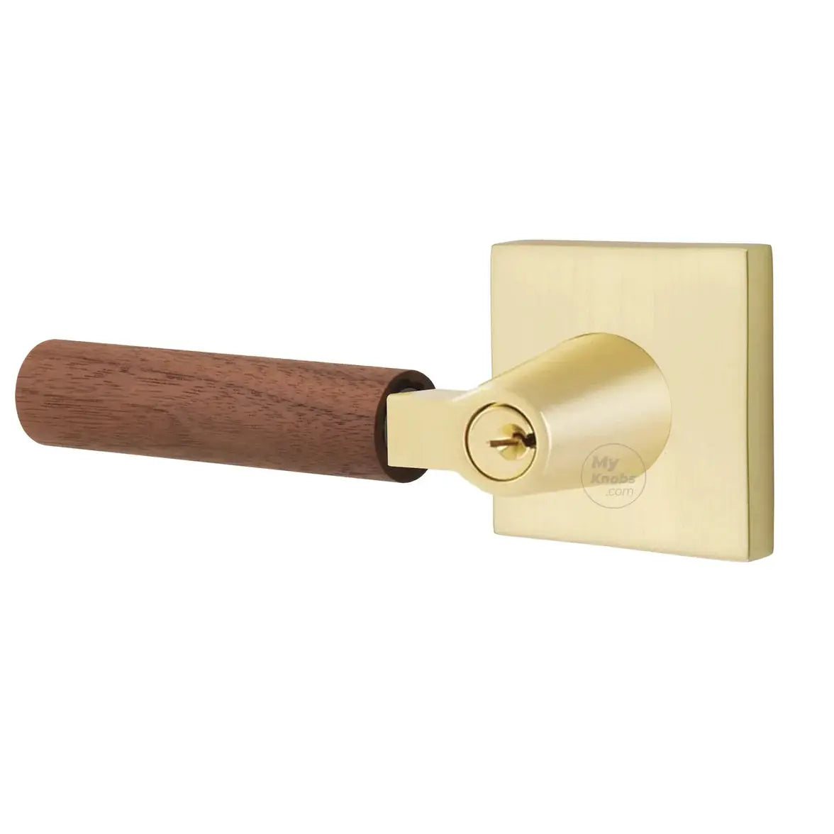 Emtek Walnut Lever with Square Rosette and L-Square Stem by Emtek