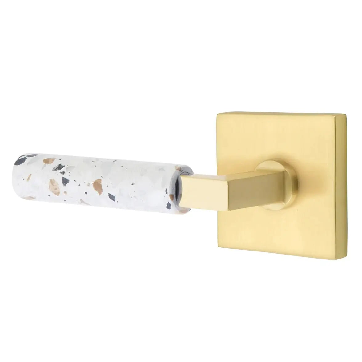 Emtek Light Terrazzo Lever with Square Rosette and L-Square Stem by Emtek