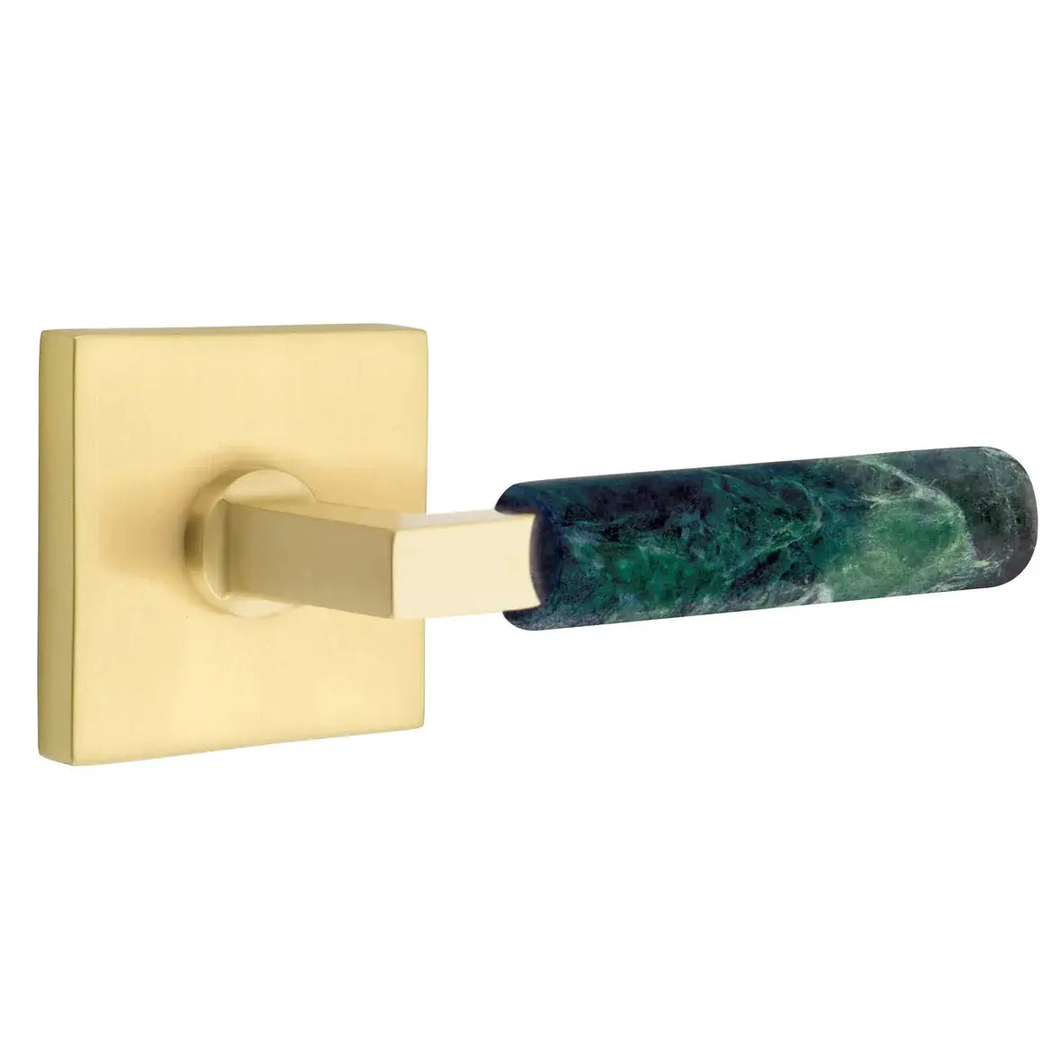 Emtek Green Marble Lever with Square Rosette and L-Square Stem by Emtek