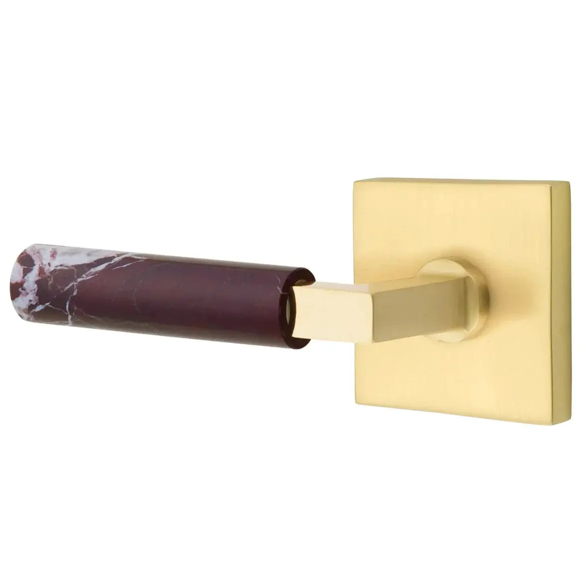 Emtek Rosso Levanto Marble Lever with Square Rosette and L-Square Stem by Emtek