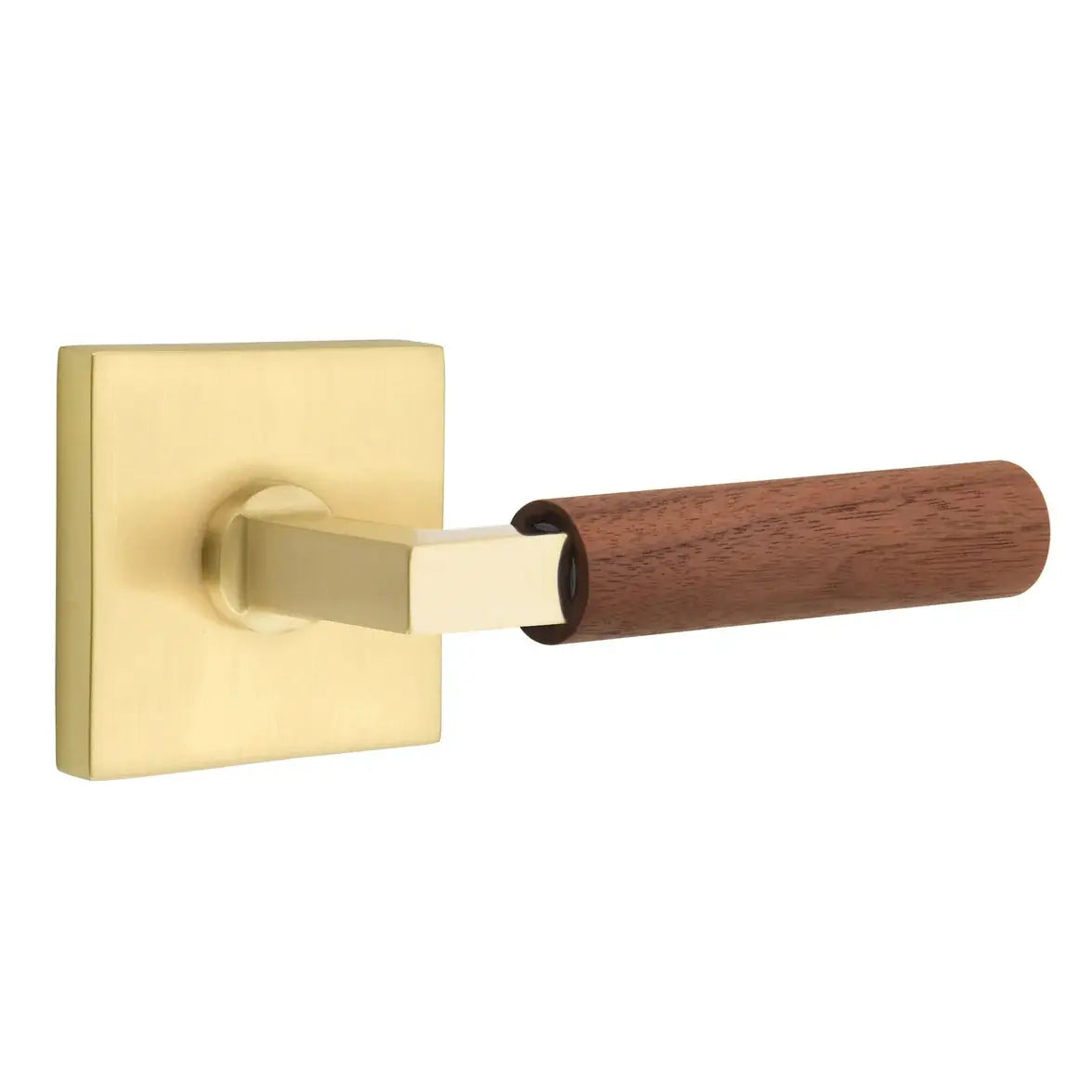 Emtek Walnut Lever with Square Rosette and L-Square Stem by Emtek