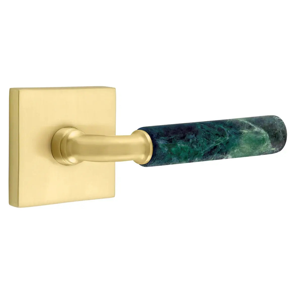 Emtek Green Marble Lever with Square Rosette and R-Bar Stem by Emtek