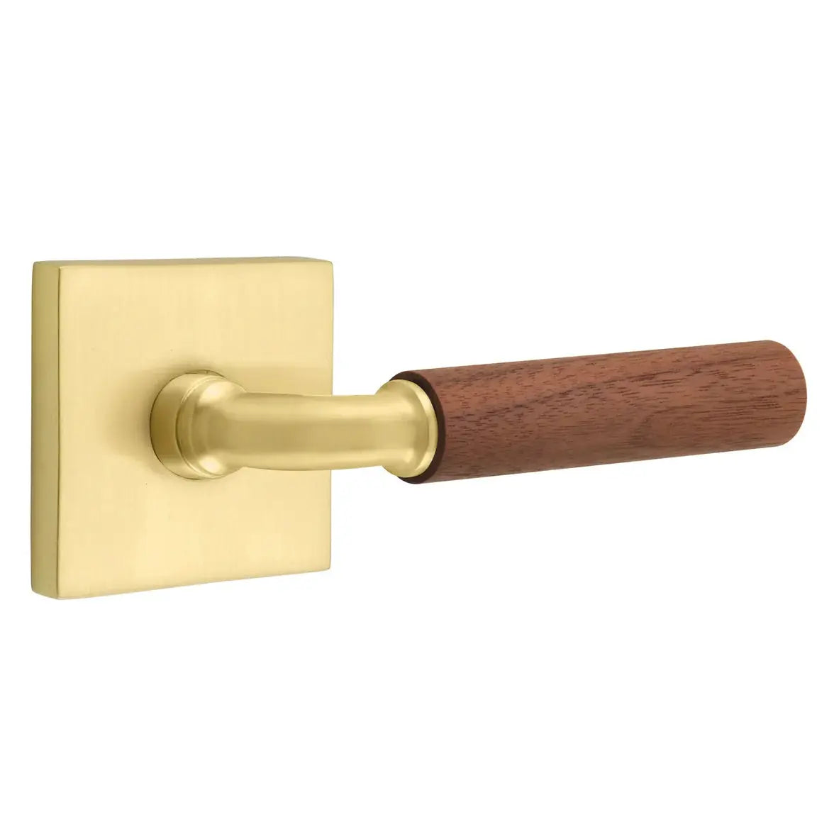 Emtek Walnut Lever with Square Rosette and R-Bar Stem