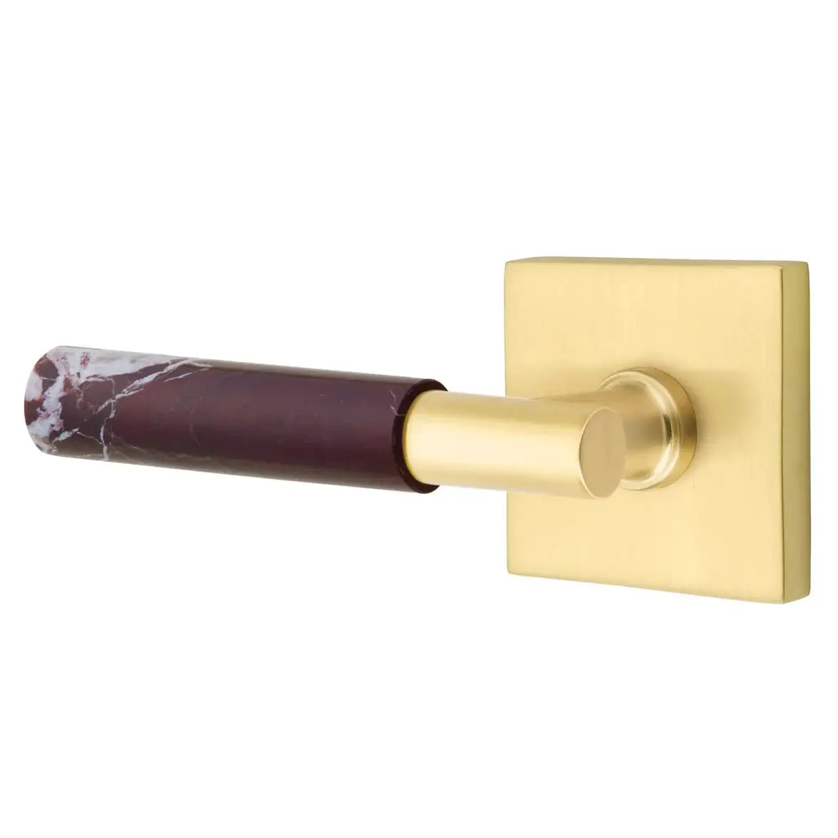 Emtek Rosso Levanto Marble Lever with Square Rosette and T-Bar Stem by Emtek