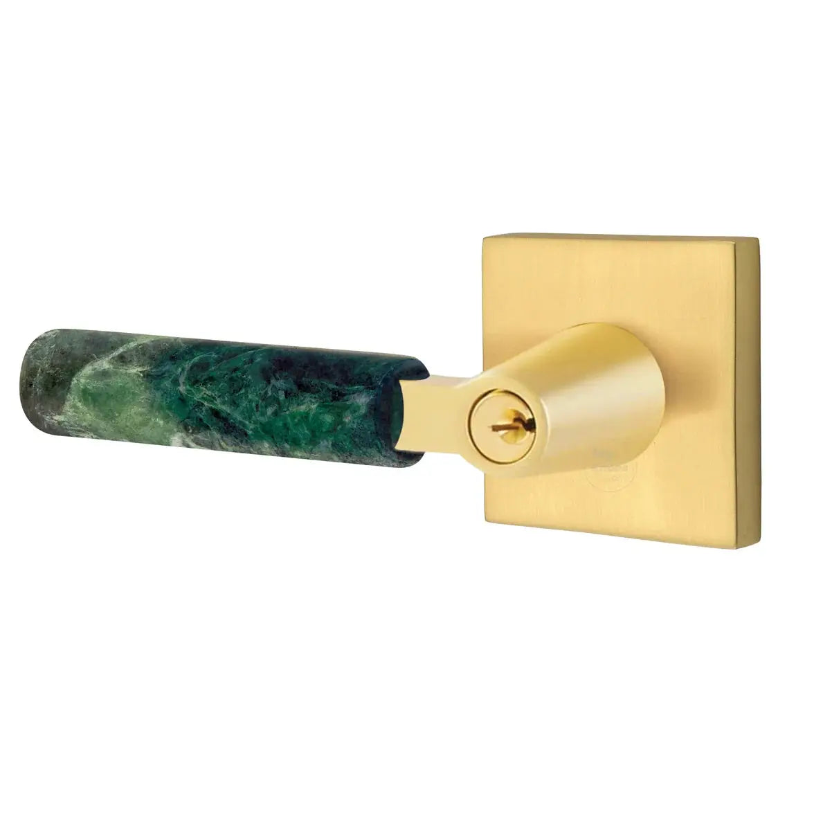 Emtek Green Marble Lever with Square Rosette and L-Square Stem by Emtek