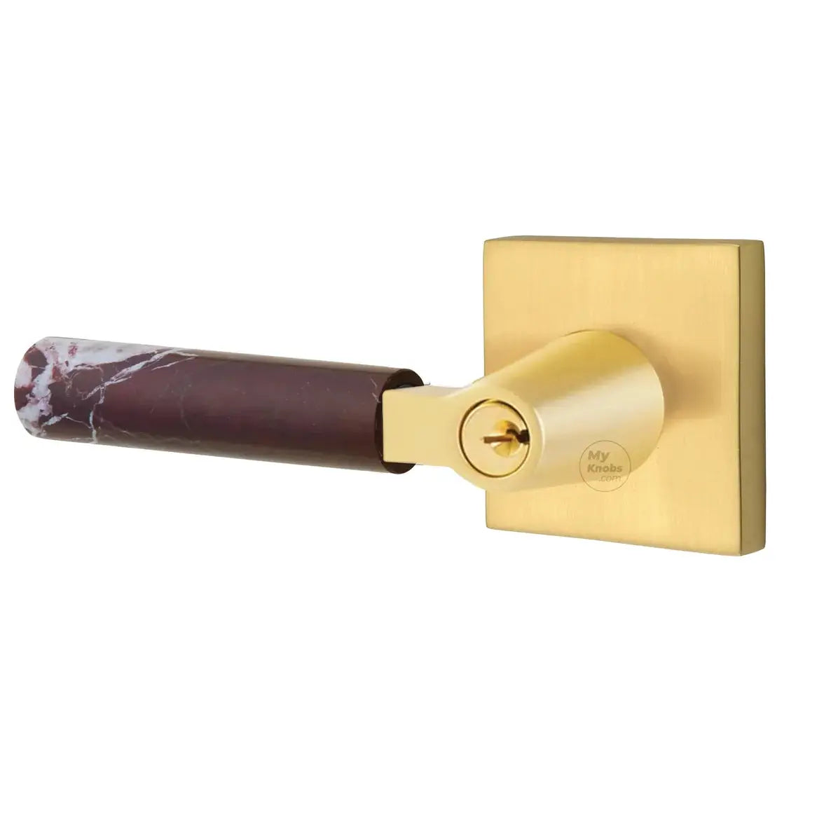 Emtek Rosso Levanto Marble Lever with Square Rosette and L-Square Stem by Emtek