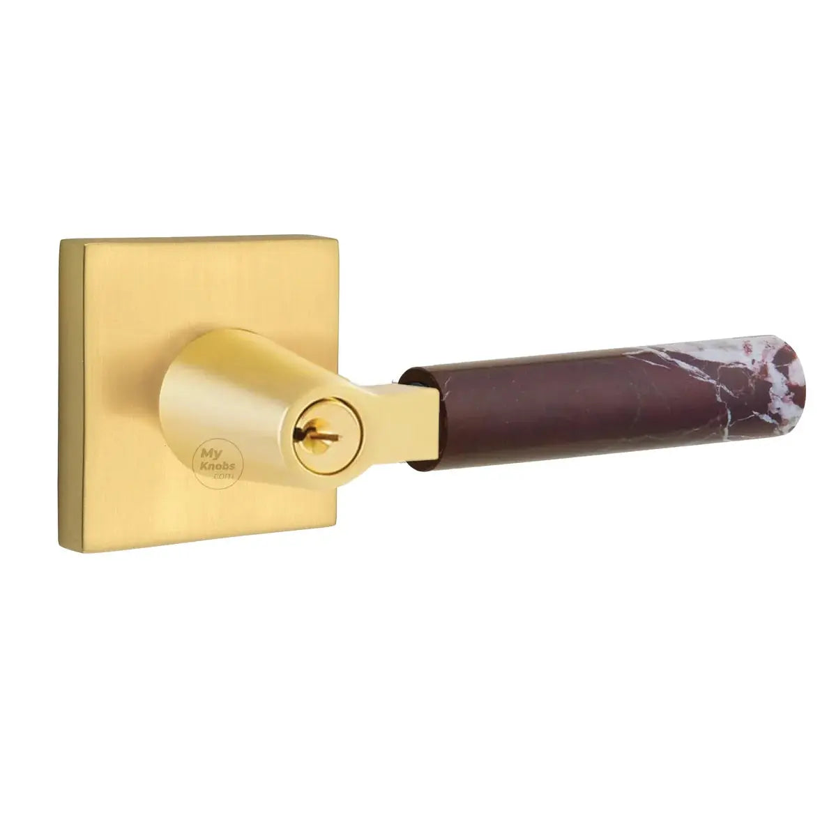 Emtek Rosso Levanto Marble Lever with Square Rosette and L-Square Stem by Emtek