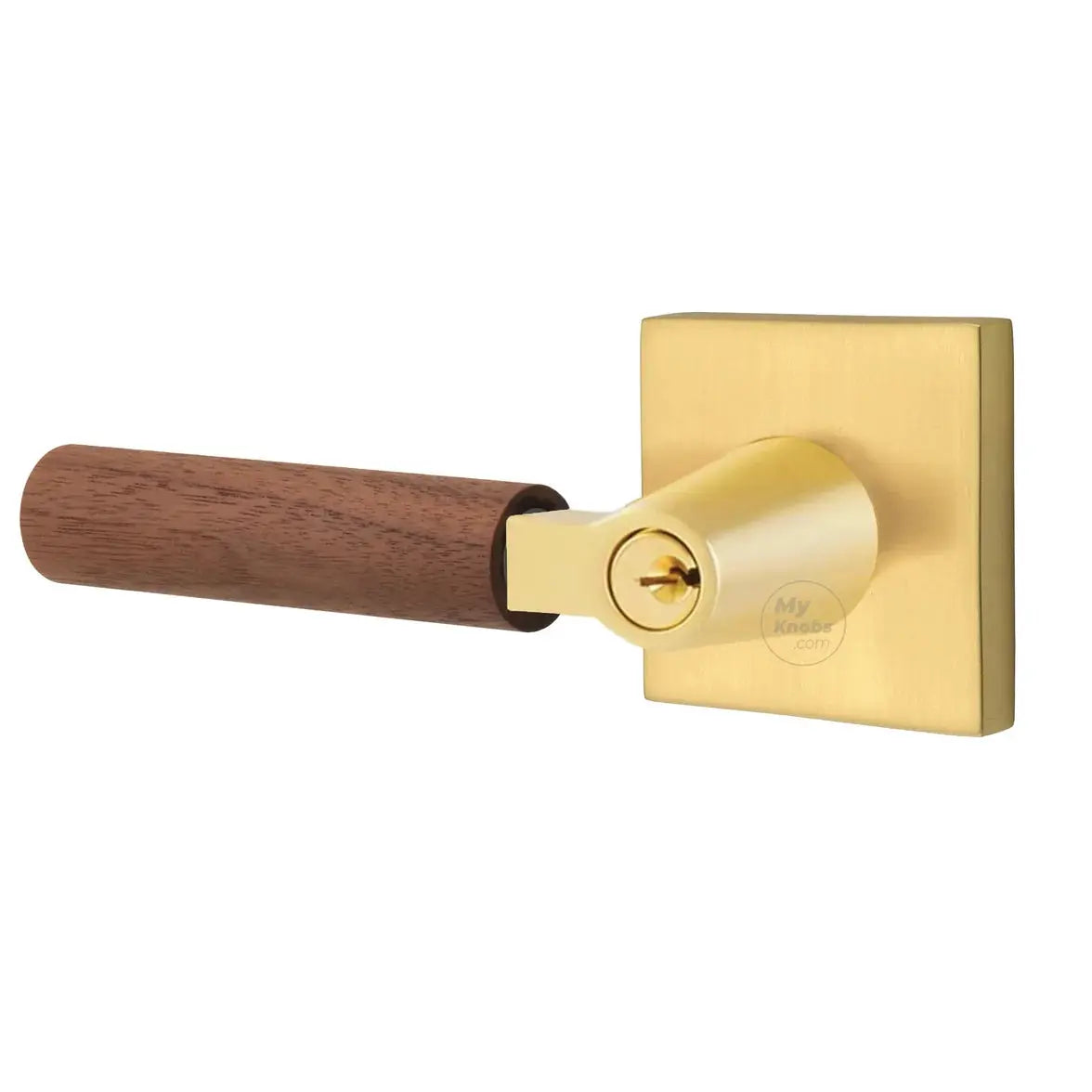Emtek Walnut Lever with Square Rosette and L-Square Stem by Emtek