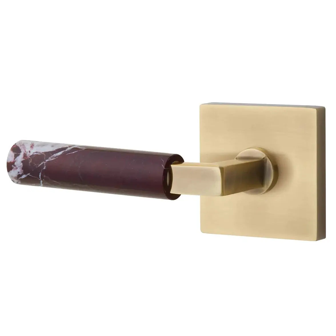 Emtek Rosso Levanto Marble Lever with Square Rosette and L-Square Stem by Emtek